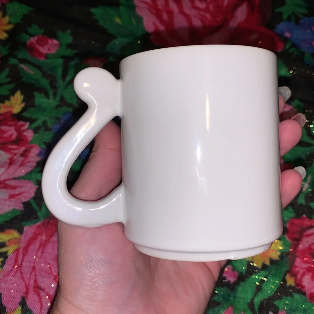 Vintage Japan kitty cat tail handle coffee mug